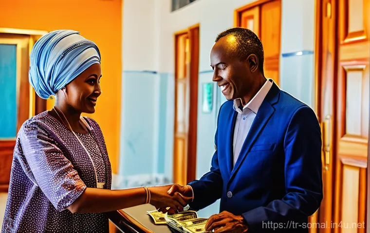 소말릴란드에서의 달러 사용 가능 여부 - **Mobile Payment in a Somaliland Shop:** Inside a quaint and authentic local shop on a busy street i...